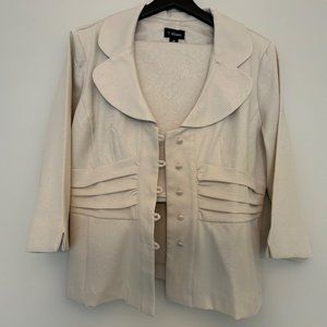T Milano Womens 2 Piece Skirt Suit Creme Size 16 Career Church